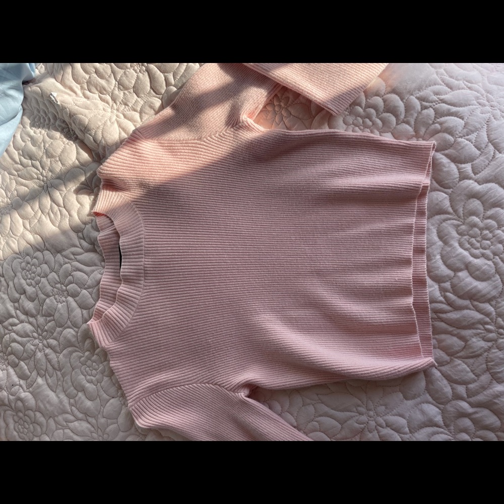 suuuper cute baby pink crew neck sweater:)